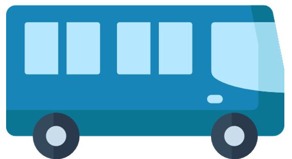bus bleu court
